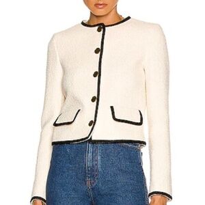 Nili Lotan Cream Blazer with Black Accents & gold buttons